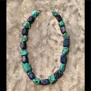 Aqua blue dyed howlite necklace